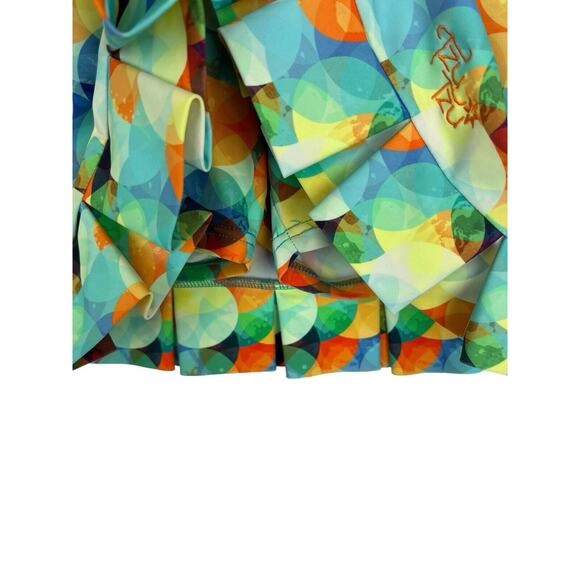 TZU TZU Samba Eclipse Skort Size L Pleat Ruffle Skirt Colorful Print Golf Pocket - Picture 5 of 9